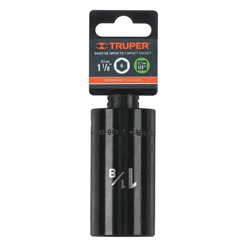 Dado largo impacto de 1-1/8', 6 puntas, cuadro 1/2', Truper | D-7336-HL | 13401