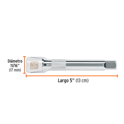 Extensión cuadro 1/2' para matraca, largo 5', Truper | E-5461 | 13416