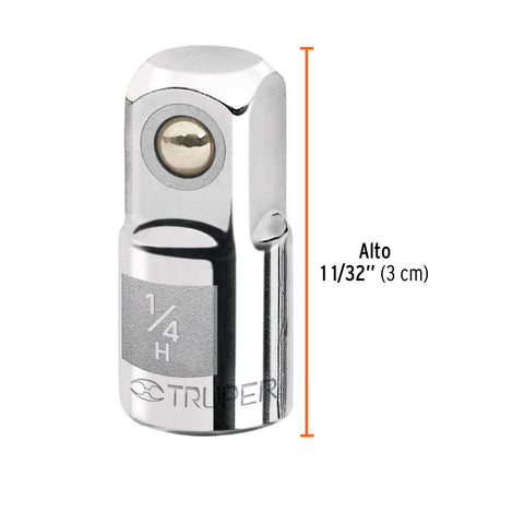 Adaptador para matraca de cuadro 1/4' a cuadro 3/8', Truper | A-5256 | 13417
