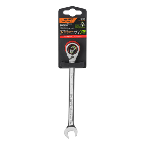 Llave combinada matraca reversible 7/16'x163 mm largo,Expert | LL-2014XR | 13429