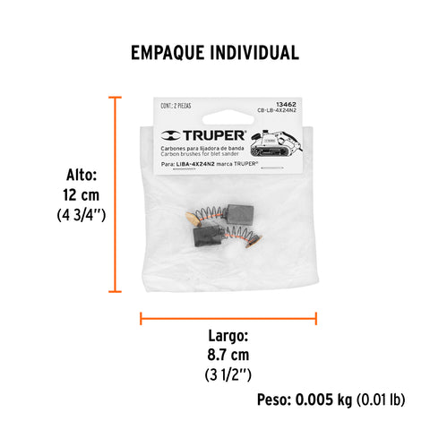 Bolsa con 2 carbones de repuesto para LIBA-4X24N2, TRUPER | CB-LB-4X24N2 | 13462
