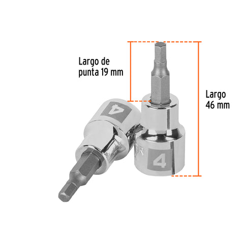 Dado punta hexagonal de 4 mm, cuadro 3/8', Truper | D-4990-4M | 13485