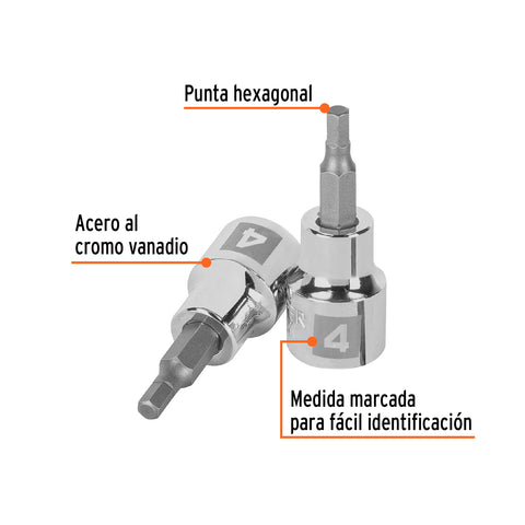 Dado punta hexagonal de 4 mm, cuadro 3/8', Truper | D-4990-4M | 13485