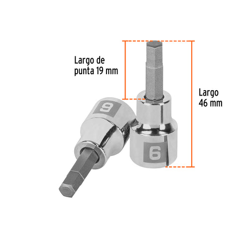 Dado punta hexagonal de 6 mm, cuadro 3/8', Truper | D-4990-6M | 13487