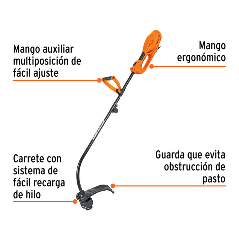 Desbrozadora eléctrica 1000 W mango 'D', 14' corte, Truper | DES-1000 | 13521