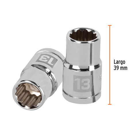 Dado de 13 mm, 12 puntas, cuadro 1/2', Truper | D-1213-EM | 13527