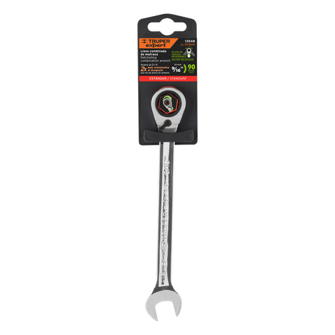 Llave combinada matraca reversible 9/16'x188 mm largo,Expert | LL-2018XR | 13548