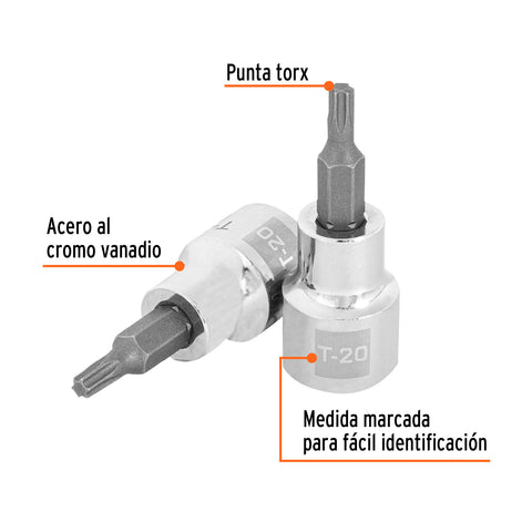 Dado punta torx T-20, cuadro 3/8', Truper | D-523920-W | 13570