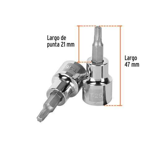 Dado punta torx T-25, cuadro 3/8', Truper | D-523925-W | 13571