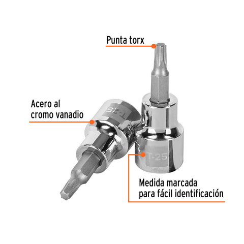 Dado punta torx T-25, cuadro 3/8', Truper | D-523925-W | 13571