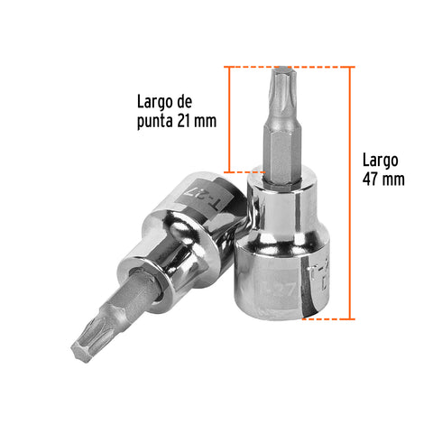 Dado punta torx T-27, cuadro 3/8', Truper | D-523927-W | 13572