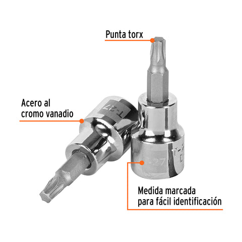 Dado punta torx T-27, cuadro 3/8', Truper | D-523927-W | 13572