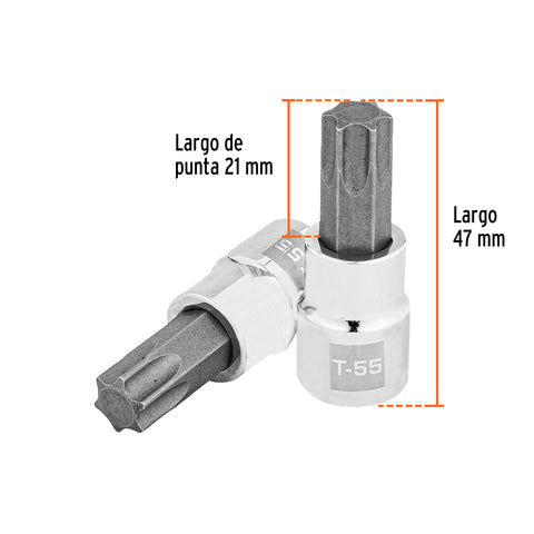 Dado punta torx T-55, cuadro 3/8', Truper | D-523955-W | 13577