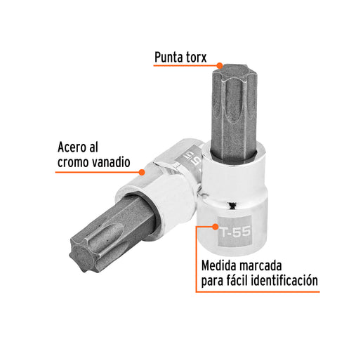 Dado punta torx T-55, cuadro 3/8', Truper | D-523955-W | 13577