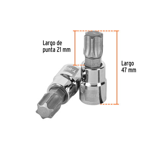 Dado punta torx T-60, cuadro 3/8', Truper | D-523960-W | 13578