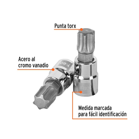 Dado punta torx T-60, cuadro 3/8', Truper | D-523960-W | 13578