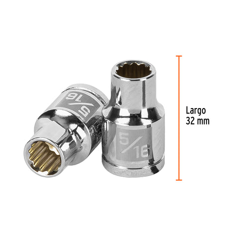 Dado de 5/16', 12 puntas, cuadro 3/8', Truper | D-3810 | 13581
