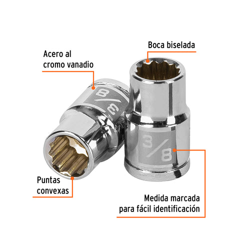 Dado de 3/8', 12 puntas, cuadro 3/8', Truper | D-3812 | 13582