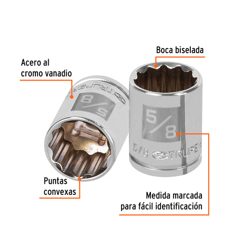 Dado de 5/8', 12 puntas, cuadro 3/8', Truper | D-3820 | 13586