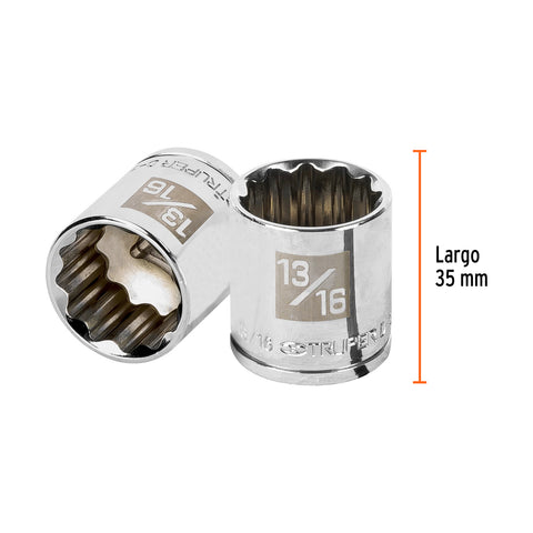 Dado de 13/16', 12 puntas, cuadro 3/8', Truper | D-3826 | 13589