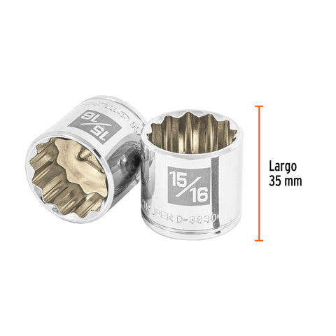 Dado de 15/16', 12 puntas, cuadro 3/8', Truper | D-3830 | 13591