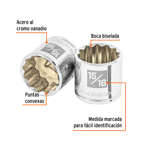 Dado de 15/16', 12 puntas, cuadro 3/8', Truper | D-3830 | 13591