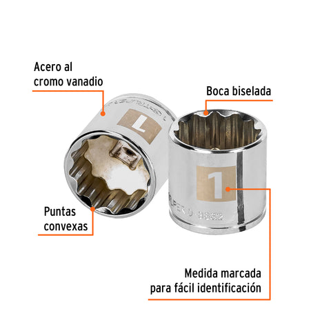 Dado de 1', 12 puntas, cuadro 3/8', Truper | D-3832 | 13592