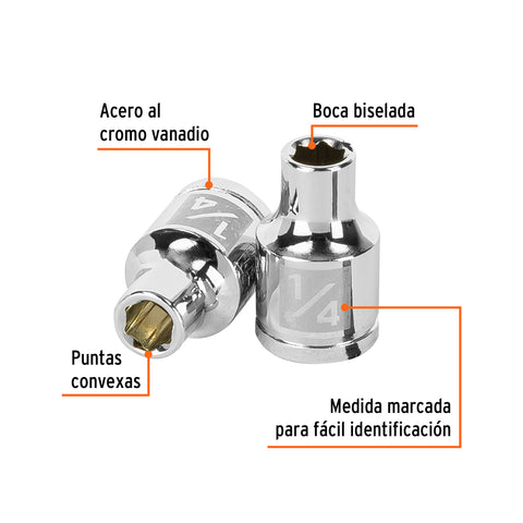Dado de 1/4', 6 puntas, cuadro 3/8', Truper | D-3808-H | 13605