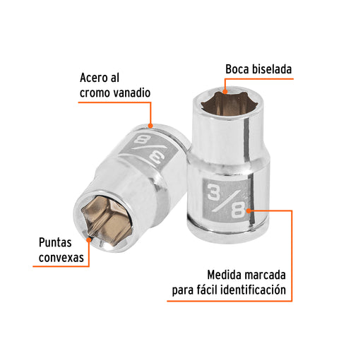 Dado de 3/8', 6 puntas, cuadro 3/8', Truper | D-3812-H | 13607