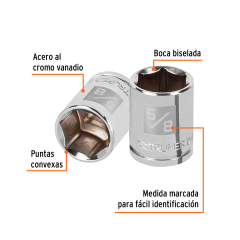 Dado de 5/8', 6 puntas, cuadro 3/8', Truper | D-3820-H | 13611