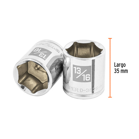 Dado de 13/16', 6 puntas, cuadro 3/8', Truper | D-3826-H | 13614