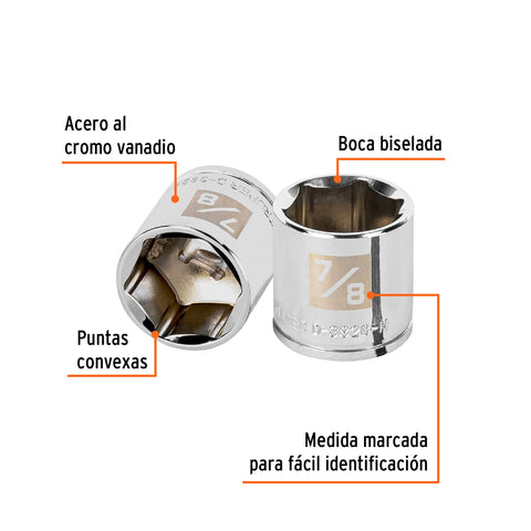 Dado de 7/8', 6 puntas, cuadro 3/8', Truper | D-3828-H | 13615