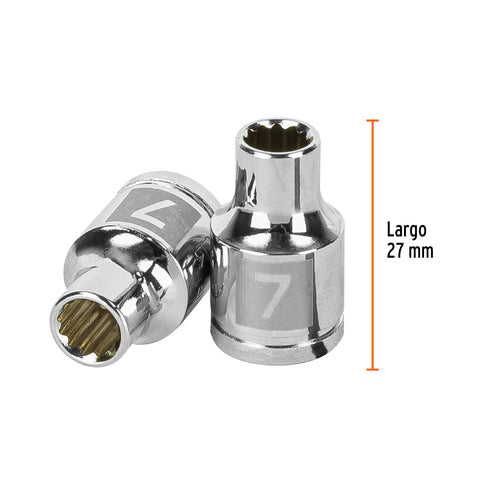 Dado de 7 mm, 12 puntas, cuadro 3/8', Truper | D-3807-M | 13627