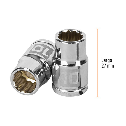 Dado de 10 mm, 12 puntas, cuadro 3/8', Truper | D-3810-M | 13630