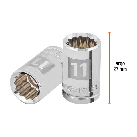 Dado de 11 mm, 12 puntas, cuadro 3/8', Truper | D-3811-M | 13631