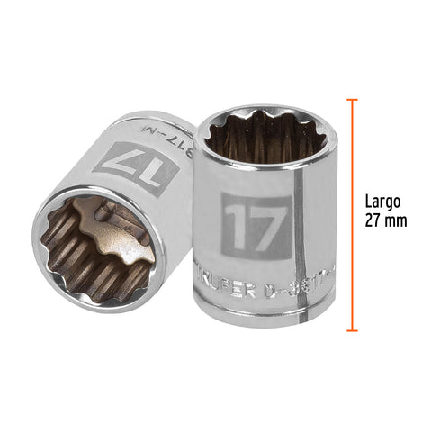 Dado de 17 mm, 12 puntas, cuadro 3/8', Truper | D-3817-M | 13637