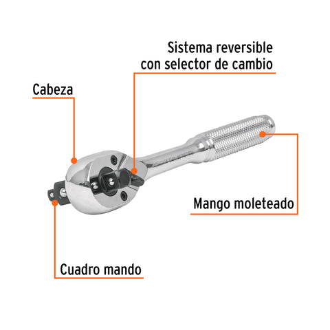 Matraca triple cuadros 1/4', 3/8' y 1/2', Truper | M-1412 | 13649