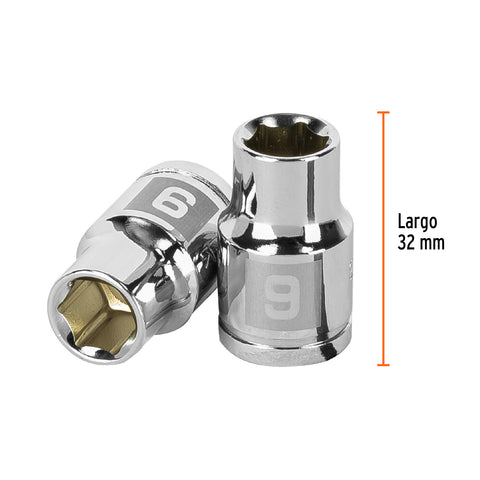 Dado de 9 mm, 6 puntas, cuadro 3/8', Truper | D-3809-HM | 13673