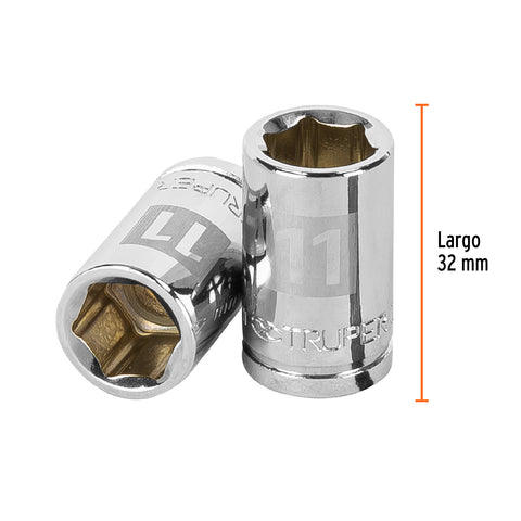 Dado de 11 mm, 6 puntas, cuadro 3/8', Truper | D-3811-HM | 13675