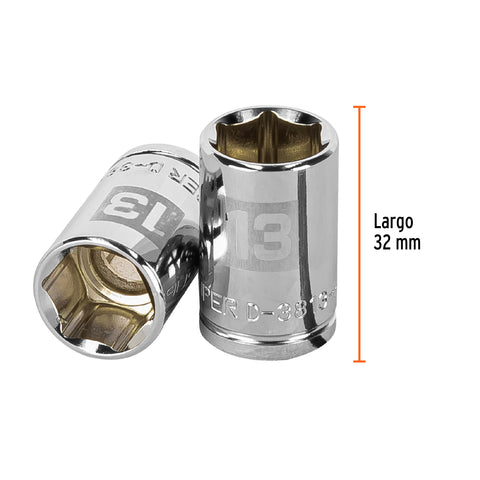 Dado de 13 mm, 6 puntas, cuadro 3/8', Truper | D-3813-HM | 13677