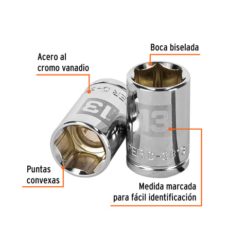 Dado de 13 mm, 6 puntas, cuadro 3/8', Truper | D-3813-HM | 13677