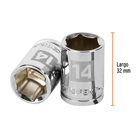 Dado de 14 mm, 6 puntas, cuadro 3/8', Truper | D-3814-HM | 13678