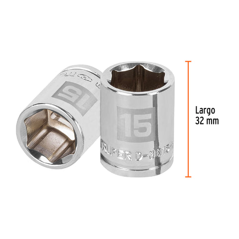 Dado de 15 mm, 6 puntas, cuadro 3/8', Truper | D-3815-HM | 13679