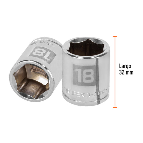 Dado de 18 mm, 6 puntas, cuadro 3/8', Truper | D-3818-HM | 13682