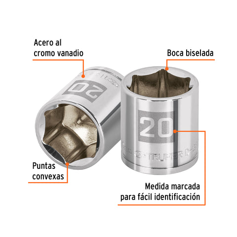 Dado de 20 mm, 6 puntas, cuadro 3/8', Truper | D-3820-HM | 13684