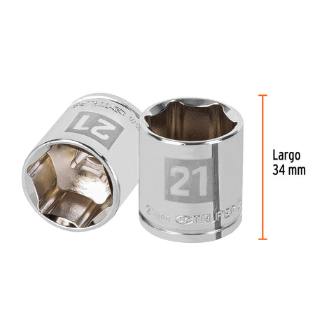 Dado de 21 mm, 6 puntas, cuadro 3/8', Truper | D-3821-HM | 13685