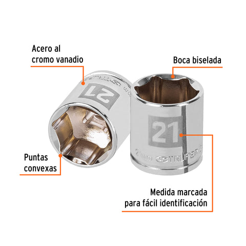 Dado de 21 mm, 6 puntas, cuadro 3/8', Truper | D-3821-HM | 13685
