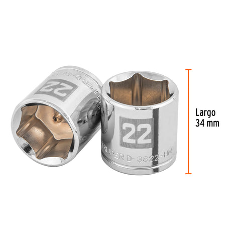 Dado de 22 mm, 6 puntas, cuadro 3/8', Truper | D-3822-HM | 13686