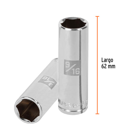 Dado largo de 9/16', 6 puntas, cuadro 3/8', Truper | D-3818-HL | 13715