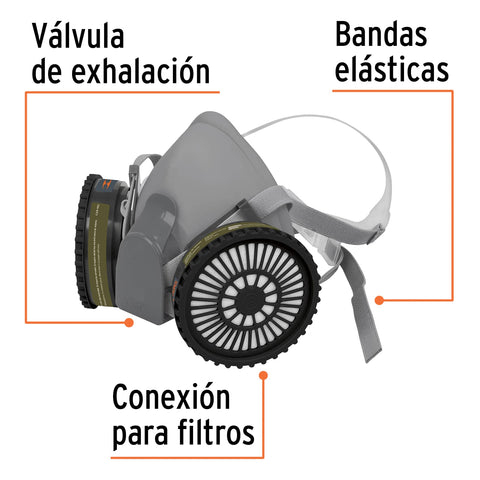 Kit respirador profesional con cartuchos multigas, Truper | KIT-RES-MU | 13730
